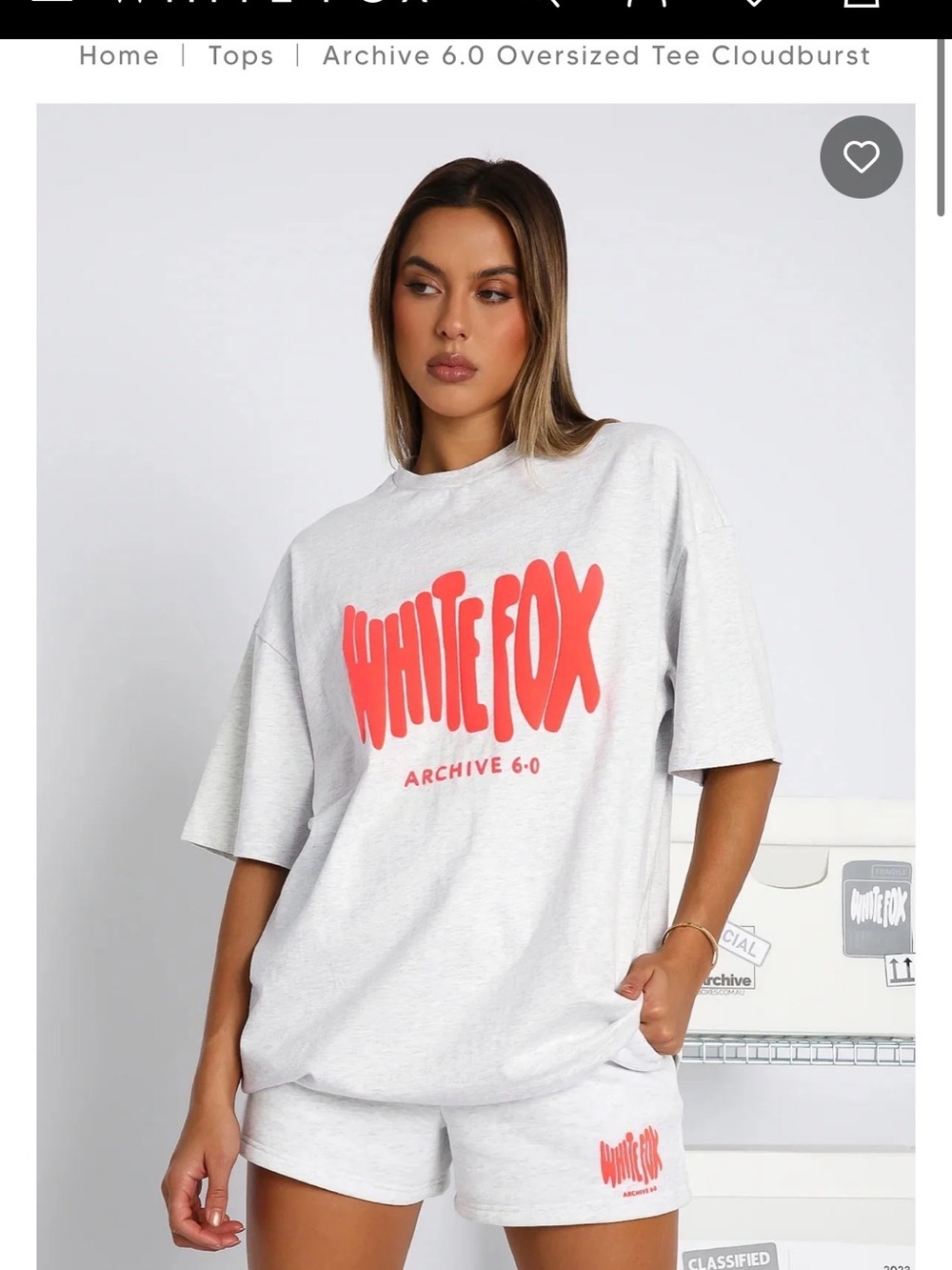 White Fox Archive 6 Tee DOVE sm/med NWT